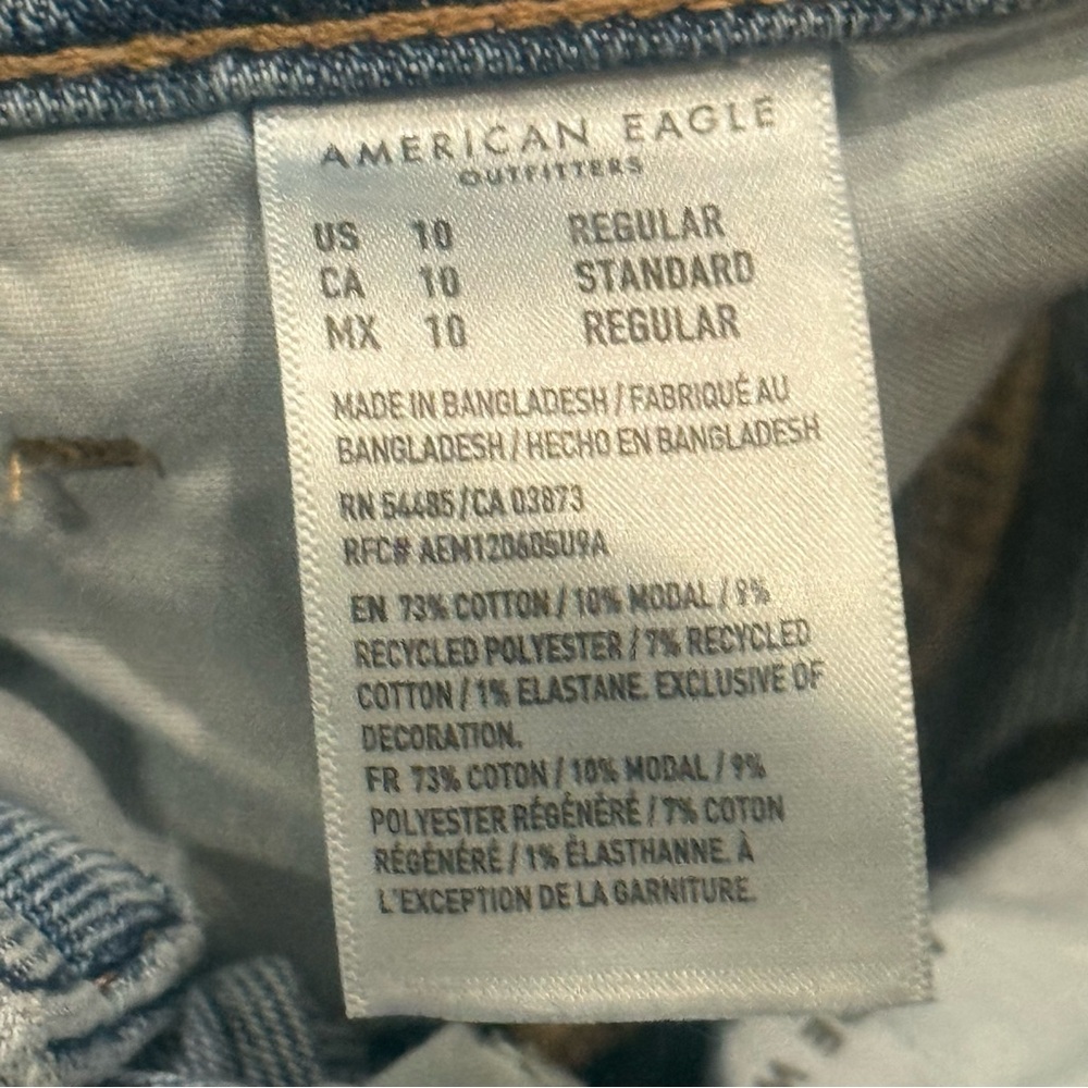 American Eagle Mom Jeans Womens 10 Stretch Denim Pants Light Wash Distressed - Picture 5 of 11
